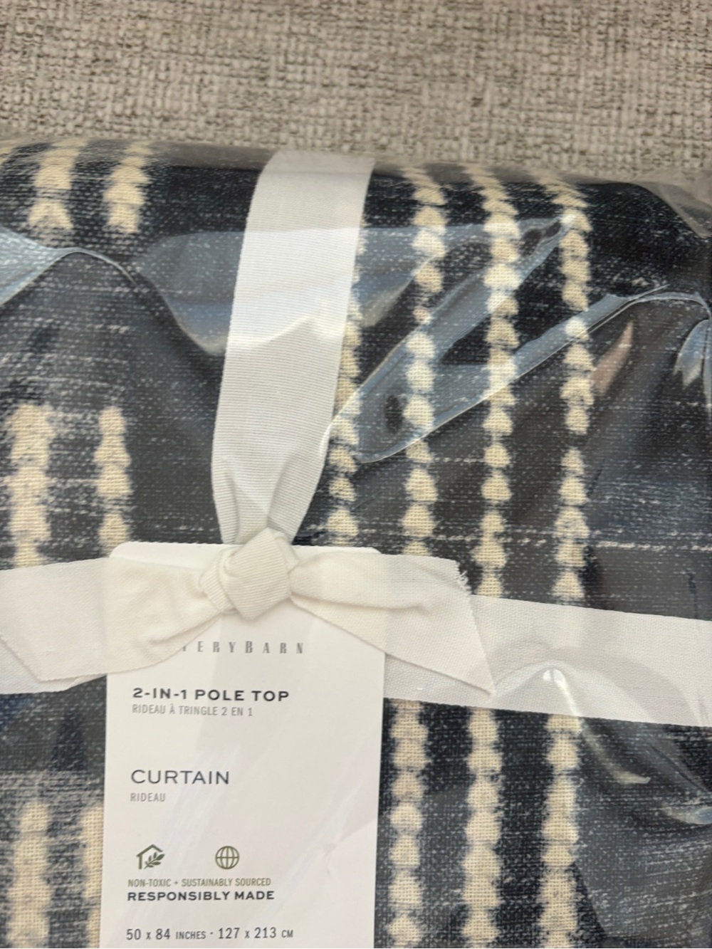 Pottery Barn 2 Indigo Shibori Linen Cotton Curtain Panel 50x84 NWT - Picture 4 of 8